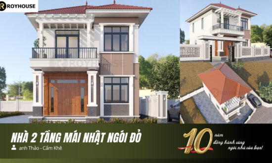 nhà 2 tầng mái nhật ngói đỏ