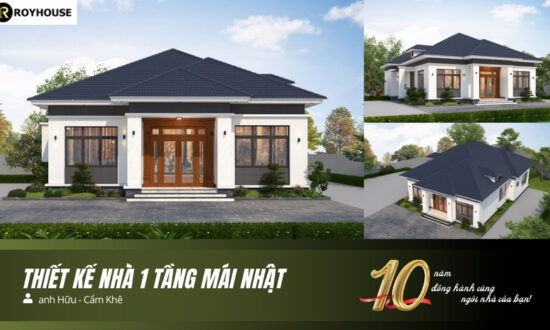 thiết kế nhà 1 tầng mái Nhật